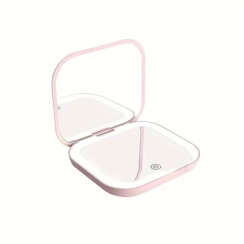 Mini Vanity Makeup Mirror with Lights Travel Folding Portable Handheld LED Compact Pocket Cosmetic Mirror 2X Magnifying Gifts
