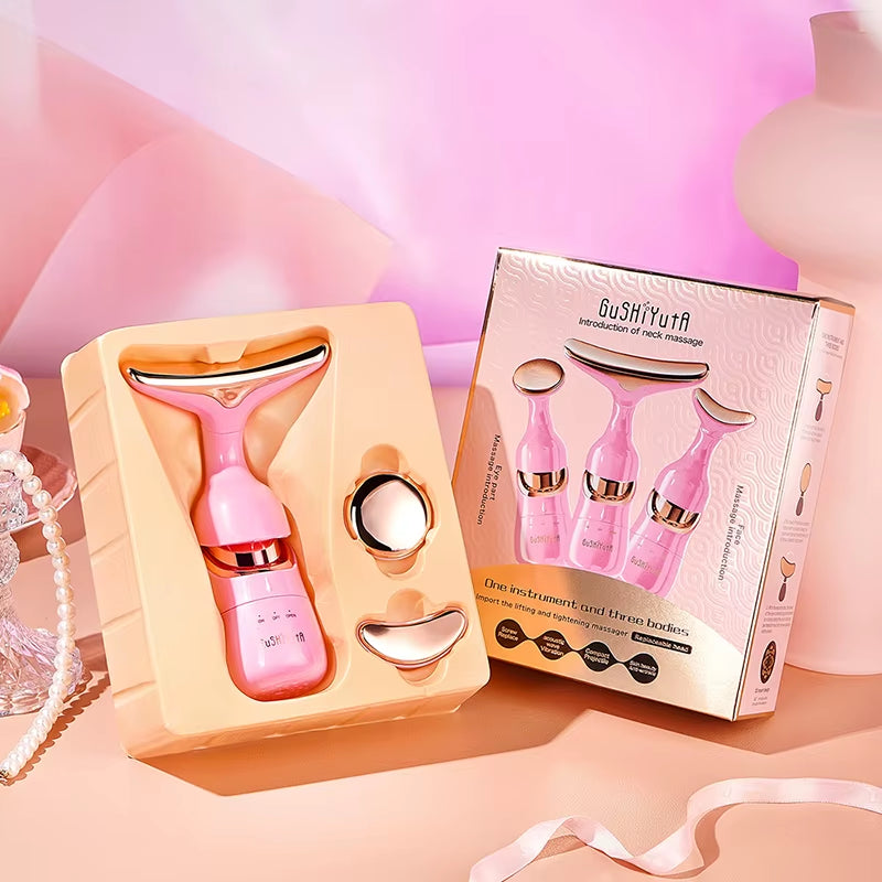 3 in 1 Facial Lifting Device Neck Facial Eye Massage Face Slimmer EMS Beauty Skin Tightening Wrinkle anti Aging Face Massager