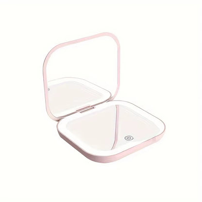Mini Vanity Makeup Mirror with Lights Travel Folding Portable Handheld LED Compact Pocket Cosmetic Mirror 2X Magnifying Gifts
